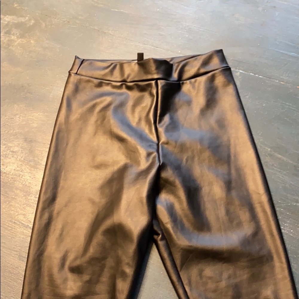 Lulu black faux leather tights